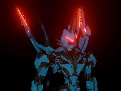 Gundam robot holding sword Low-poly 3D model