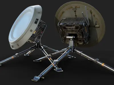 Portable Satellite Antenna MS077 Low-poly 3D model