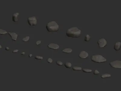 Assorted Rocks - Rough Grey Low-poly 3D model