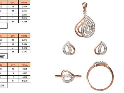 Light wt Ring Earrings Pendant set stl jcd 1-render details 3D print model 47