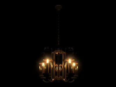 Five flames Cylindrical Chandelier 3D model