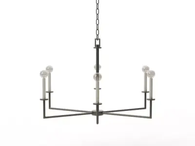 Modern Dunne Wide 6-Light Linear Chandelier - Matte Black Low-poly 3D model