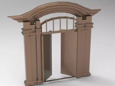 Stylized Garden Door low poly 3D model