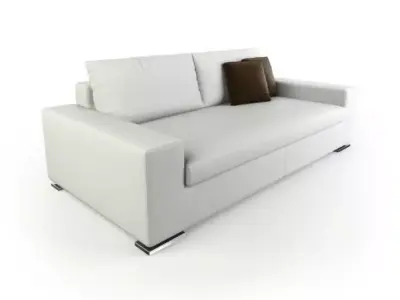 White Modern Boxy Sofa 3D model