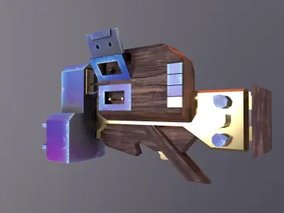 Dubstep gun sci fi  game ready low poly pbr 3d model Low-poly 3D model