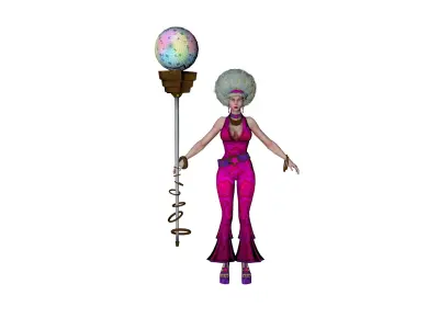 Stylized Retro Disco Girl  2 in 1 Character Bundle  Game Ready Low-poly 3D model