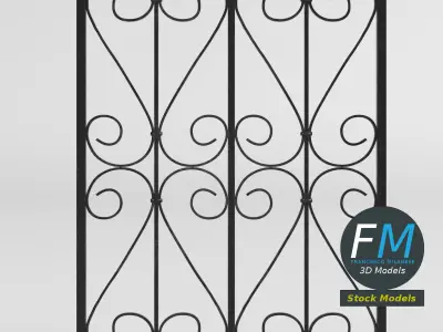 Wrought iron window grille 3D model