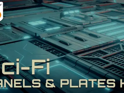 Sci-Fi Modular Industrial Panels and Plates Kit 3D model