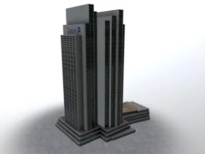Hamburg Radisson Blu Hotel Low-poly 3D model