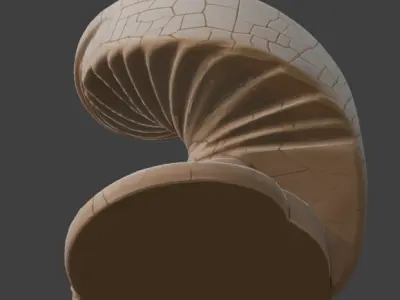 Spiral Stone Staircase Game-Ready 3D Model with PBR Textures Low-poly 3D model