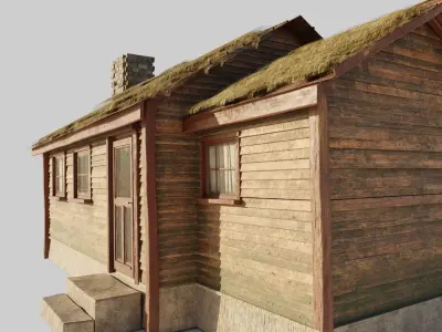 cabin house model with pbr textures Low-poly 3D model