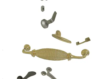 Doorknobs gold handle on wall 3D model