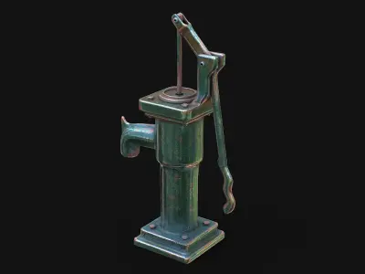 Asian Village Tube Well - Water Hand Pump Low-poly 3D model
