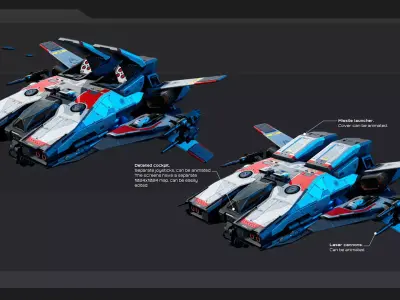 BOXER - Fighter Spaceship Low-poly 3D model