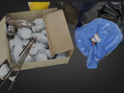 Garbage Set pile of bags Low-poly 3D model