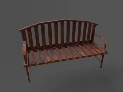 Woodern Bench Low-poly 3D model