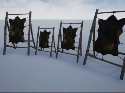 Medieval Stretched Skinned Animal Fur Low-poly 3D model