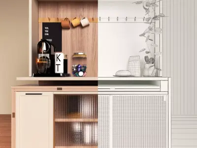 foldable coffee corner 3D model
