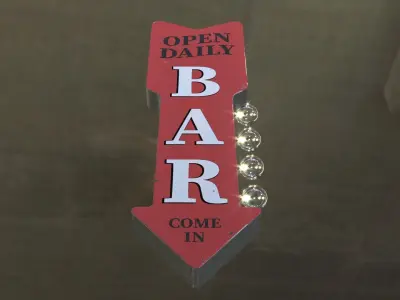 BAR Open Daily sign LED Marquee Low-poly 3D model