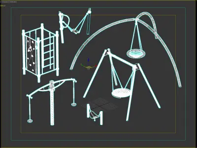 Modern Playground Swing and Climbing Set 3D model