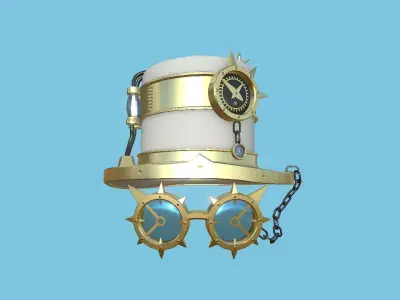 Steampunk Hat 02 White Gold - SciFi Character Design Low-poly 3D model