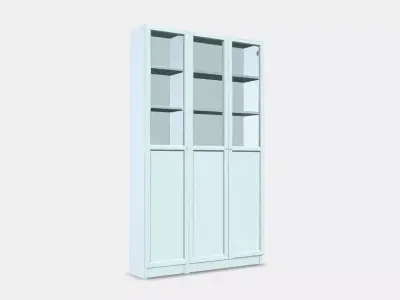 BILLY  OXBERG Bookcase with panelglass doors 1 Low-poly 3D model