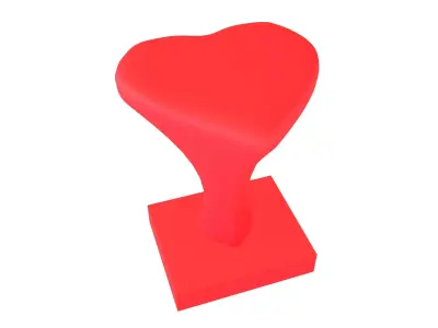 Rubber Heart Stamp v1 001 Low-poly 3D model