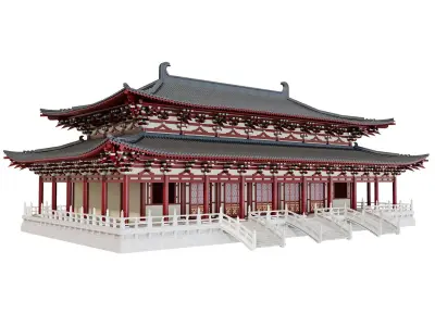 Japanese Temple Hall 3D model