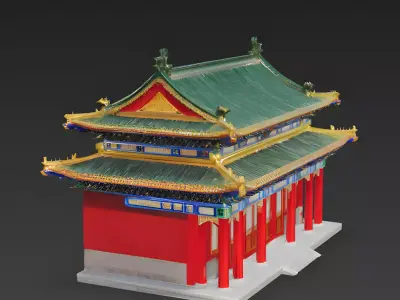 Ornate Traditional Chinese Official Residence 3D Model Low-poly 3D model