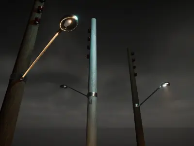 Light pole Poste de Luz Low-poly 3D model