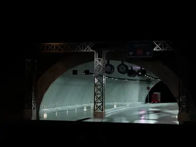 Truck road Tunel collection Free low-poly 3D model