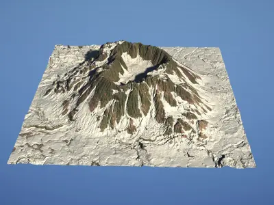 Landscape Environment Volcano Snow 04 Low-poly 3D model