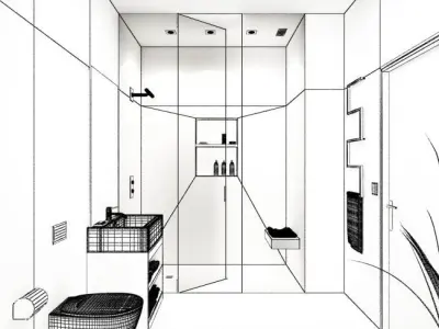 Bathroom floor plan of 3D model