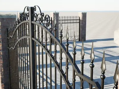 Modular Iron Fence Low-poly 3D model
