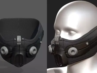 Gas mask respirator scifi futuristic 3d  Low-poly 3D model 27