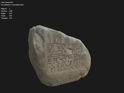 Ancient Carved Stone Game-Ready Low-poly 3D model