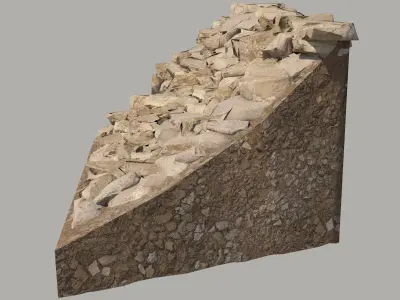 Rocky slope Low-poly 3D model