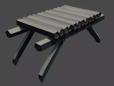wooden bridge Low-poly 3D model