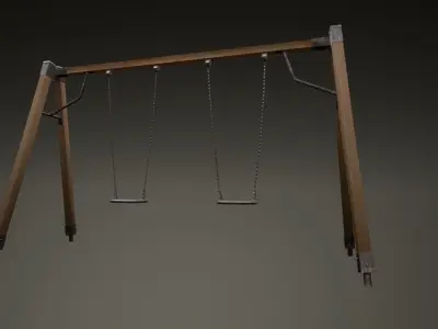 3D low poly PBR playground chain swing Low-poly 3D model