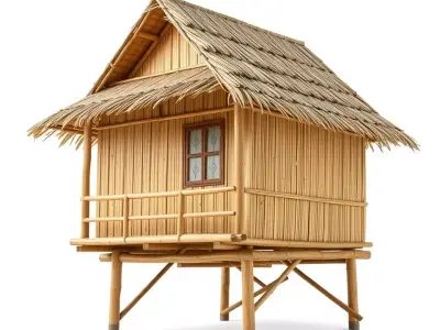 Bamboo Hut Rustic model pack Low-poly 3D model