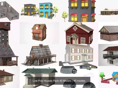 Low Poly Houses Pack 45 Models