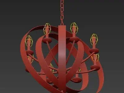 Luna 8 Light Bronze Oval Chandelier 3D model