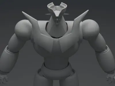 Mazinger - head body pilder - rigged and mapped 3D model