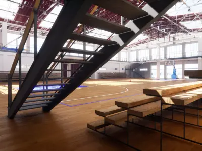 School Basketball Court Low-poly 3D model