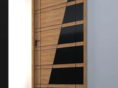 3d door modern wooden design Low-poly 3D model