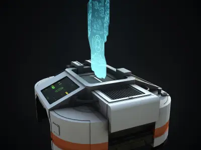 Sci-Fi Consolo Computer Base 8 Low-poly 3D model