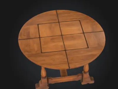 Medieval Wooden Oval Table STL OBJ 3D model
