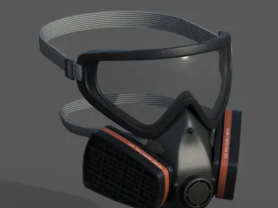 Gas mask helmet 3d model protection safety  Low-poly 3D model