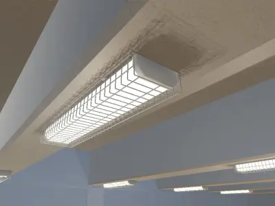 Lamps light fixture in parking garage 3D model