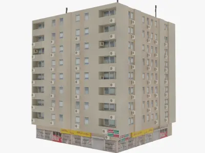Arab Apartment Buildings Set Low-poly 3D model